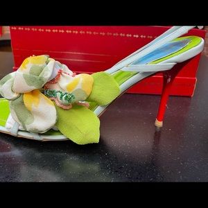 Rene Caovilla chiffon rose sandal.